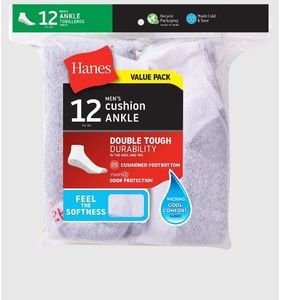 Men’s Hanes Cushion 12-pack Ankle Socks (6-12)